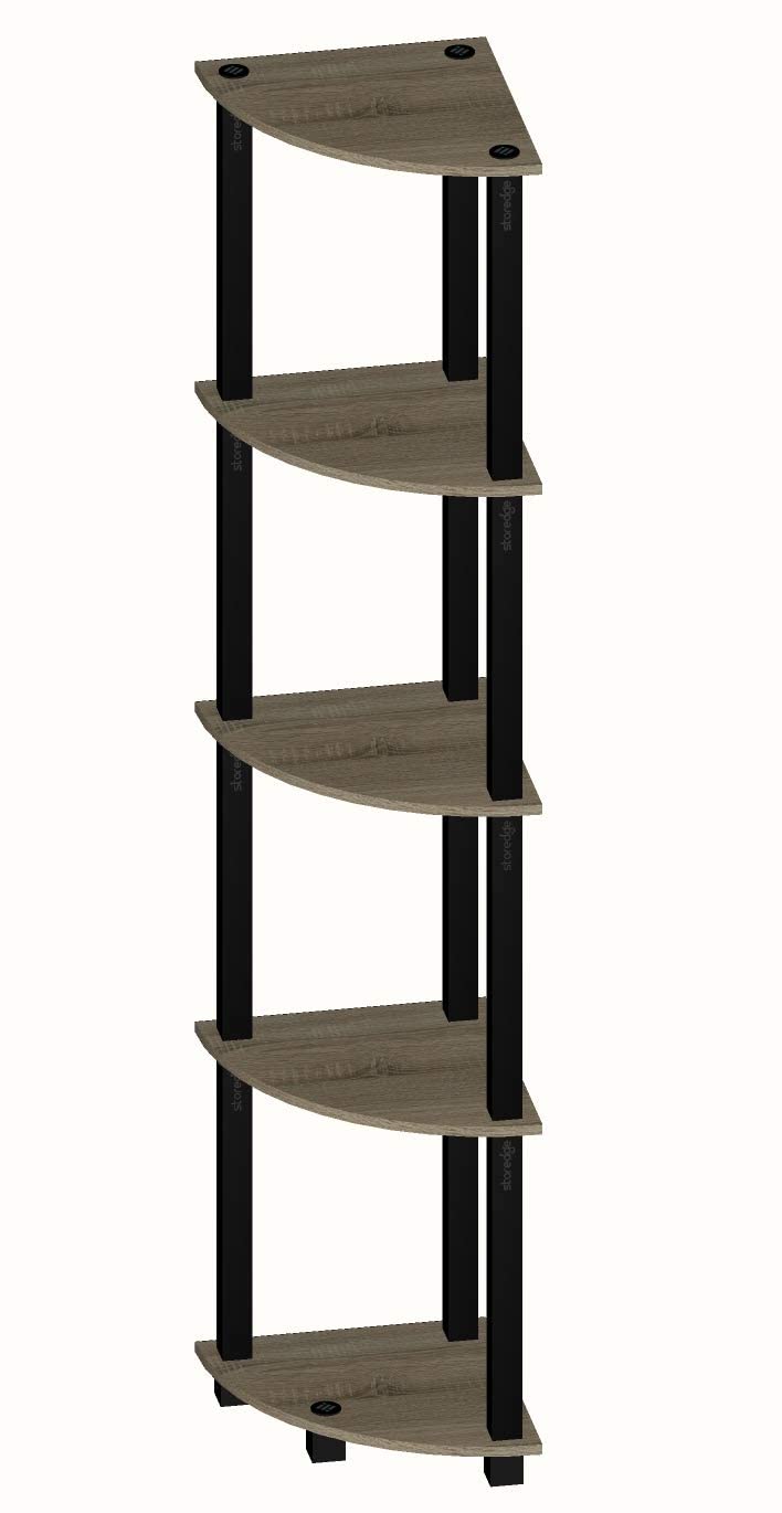 ginoya brothers ginoya brothers Corner Shelf 5 Tier Wall Corner Bookshelf with Metal Frame Corner Shelf Stand Display Plant Flower Corner Bookcase for Small Spaces Living Room 5 Tier Corner 49X2X1 Feet  - Image 3