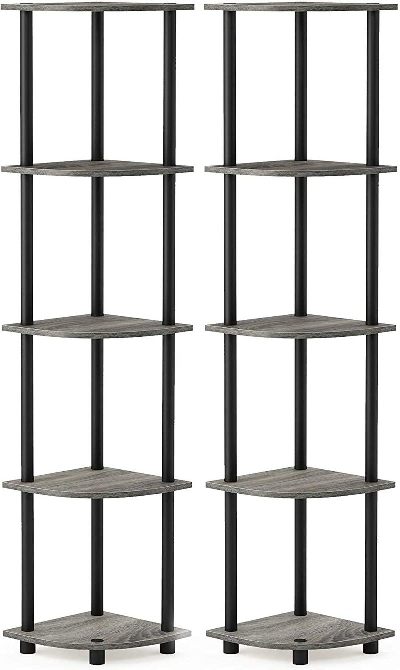 ginoya brothers ginoya brothers Corner Shelf 5 Tier Wall Corner Bookshelf with Metal Frame Corner Shelf Stand Display Plant Flower Corner Bookcase for Small Spaces Living Room 5 Tier Corner 49X2X1 Feet  - Image 4