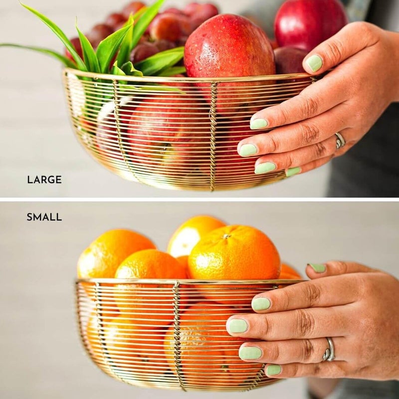 Science Purchase مجموعة SciencePurchase من سلتين فواكه بحجمين مختلفين تشمل أوعية ذهبية بعرض 10 بوصة و 8 بوصة - Image 5
