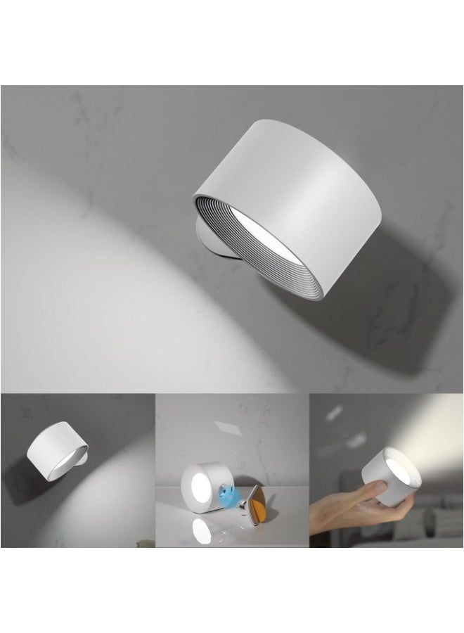 LED Wall Sconces, Wall Mounted Lamps with Rechargeable Battery Operated Dim 3 Brightness Removable Charging 360°Rotate Magnetic Ball, Cordless Wall Light for Reading Study Bedside Hallway - Image 1