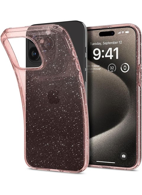Liquid Crystal Glitter for iPhone 15 Pro Case Cover - Rose Quartz