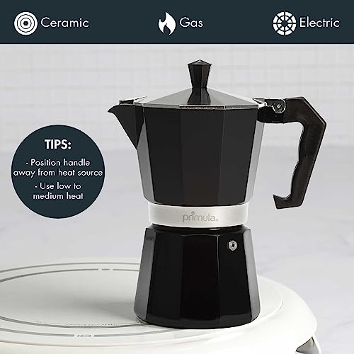 Primula Classic Stovetop Espresso and Coffee Maker, Moka Pot for Italian and Cuban Café Brewing, Greca Coffee Maker, Cafeteras, 6 Espresso Cups, Black - Image 3