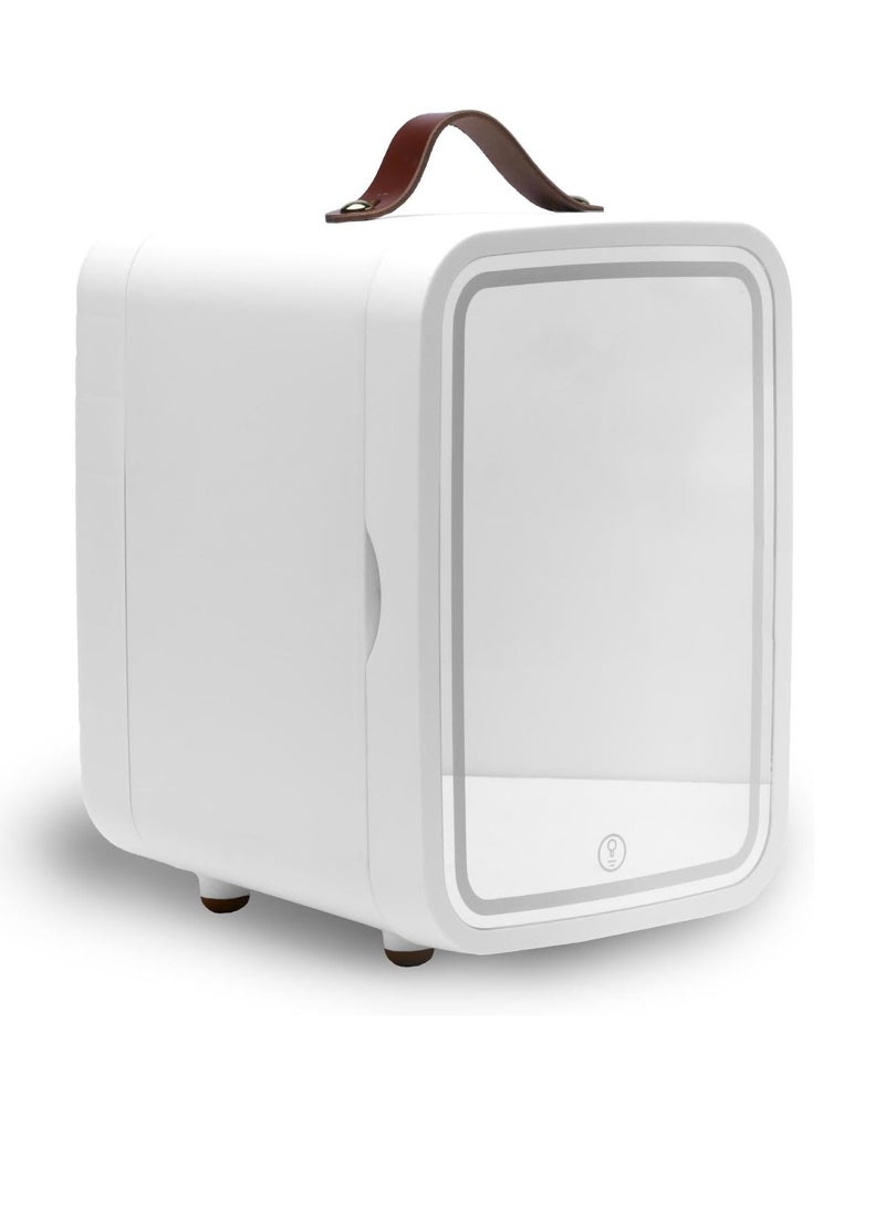 Mini Refrigerator, 8L Portable Cosmetic Refrigerator, with 3-color LED Lights, Ac/Dc Portable Hot or Cold Fridge, Light Sound with Glass Panel, Suitable for Bedrooms, Rooms, Offices, Cars  - Image 1