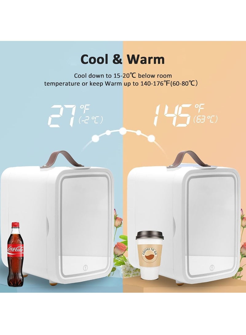 Mini Refrigerator, 8L Portable Cosmetic Refrigerator, with 3-color LED Lights, Ac/Dc Portable Hot or Cold Fridge, Light Sound with Glass Panel, Suitable for Bedrooms, Rooms, Offices, Cars  - Image 3