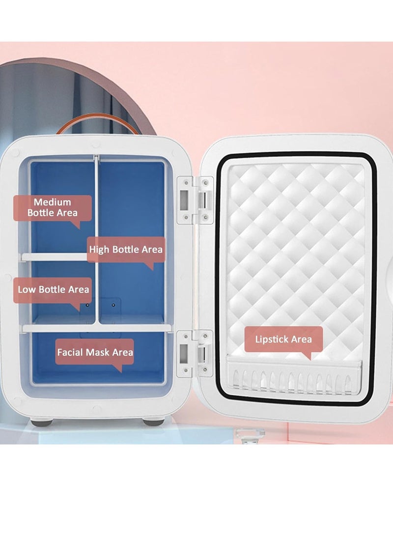 Mini Refrigerator, 8L Portable Cosmetic Refrigerator, with 3-color LED Lights, Ac/Dc Portable Hot or Cold Fridge, Light Sound with Glass Panel, Suitable for Bedrooms, Rooms, Offices, Cars  - Image 4