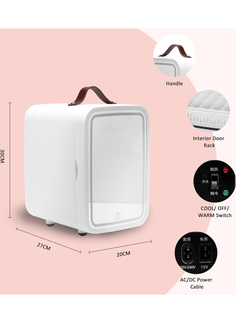 Mini Refrigerator, 8L Portable Cosmetic Refrigerator, with 3-color LED Lights, Ac/Dc Portable Hot or Cold Fridge, Light Sound with Glass Panel, Suitable for Bedrooms, Rooms, Offices, Cars  - Image 5