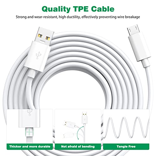 ASKUBSKU 10m/33FT Micro USB Power Extension Cable Compatible with Wyze Cam V3, Wyze Outdoor, Blink Camera, Kasa, Arlo Essential, Eufy, Yi, Nest Cam Indoor, Power Charging Cord for Home Security Camera - Image 3