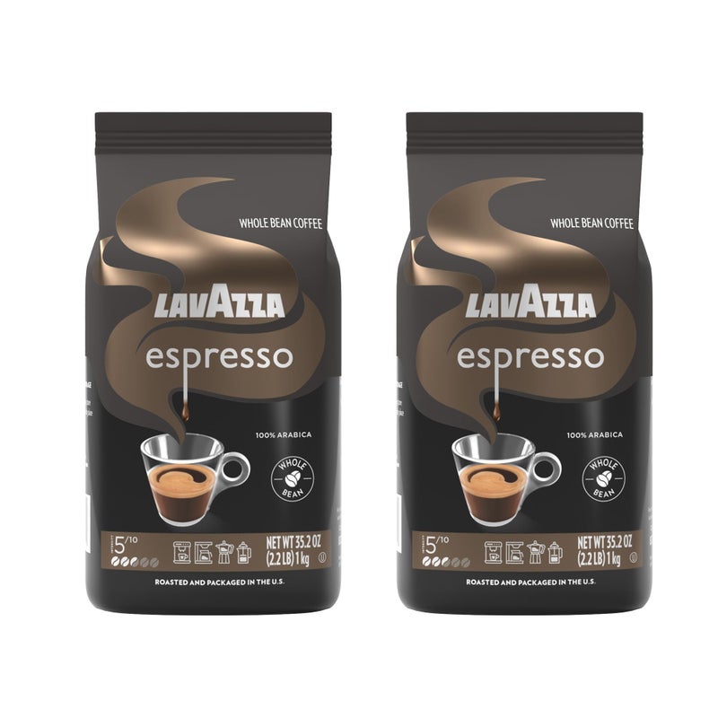 Lavazza Espresso Whole Bean Coffee, Medium Roast, 100% Arabica, 2.2 lb Bag (Pack of 2) - Image 1