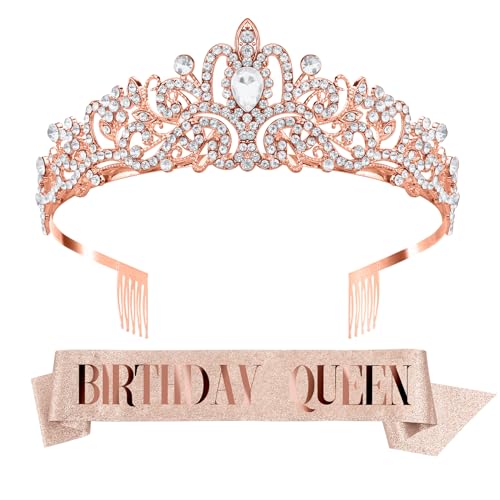 Dayofun Birthday Sash, Crowns, Tiara and Headband Set for Women - Birthday Queen Decorations - Image 1