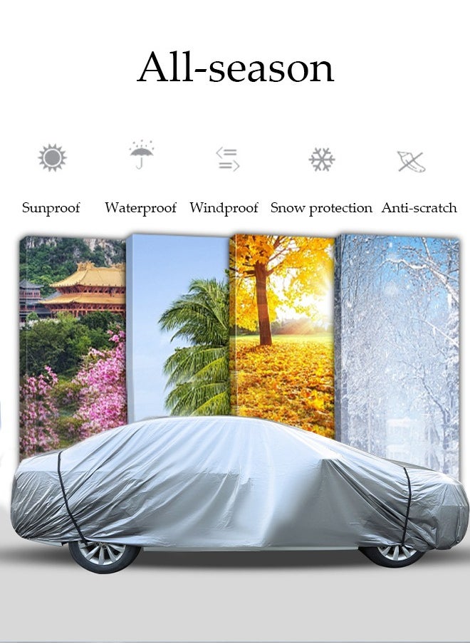 DUNISO Full Car Covers Sunscreen UV Protection  Indoor Outdoor Sunscreen Heat Protection DustWind/Water/Weatherproof Anti-Uv Scratch-Resistant Sedan Universal Suit L  - Image 5