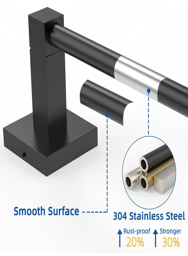 RUACQ Black Towel Bar 18 inch, 304 Stainless Steel Towel Racks for Bathroom Wall Mounted, Heavy Duty Bath Towel Rod with Square Base(Matte Black) - Image 5