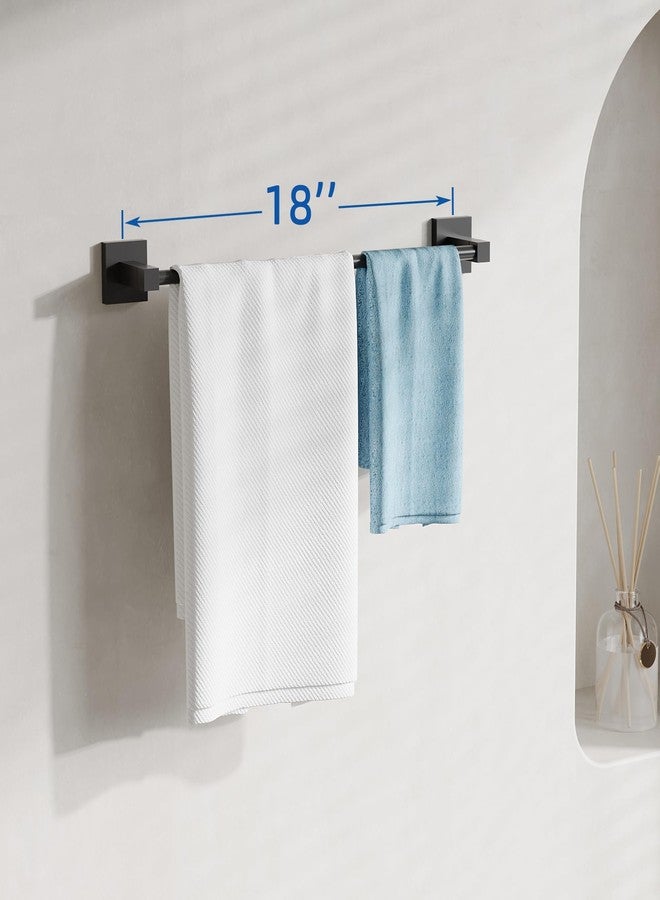 RUACQ Black Towel Bar 18 inch, 304 Stainless Steel Towel Racks for Bathroom Wall Mounted, Heavy Duty Bath Towel Rod with Square Base(Matte Black) - Image 2