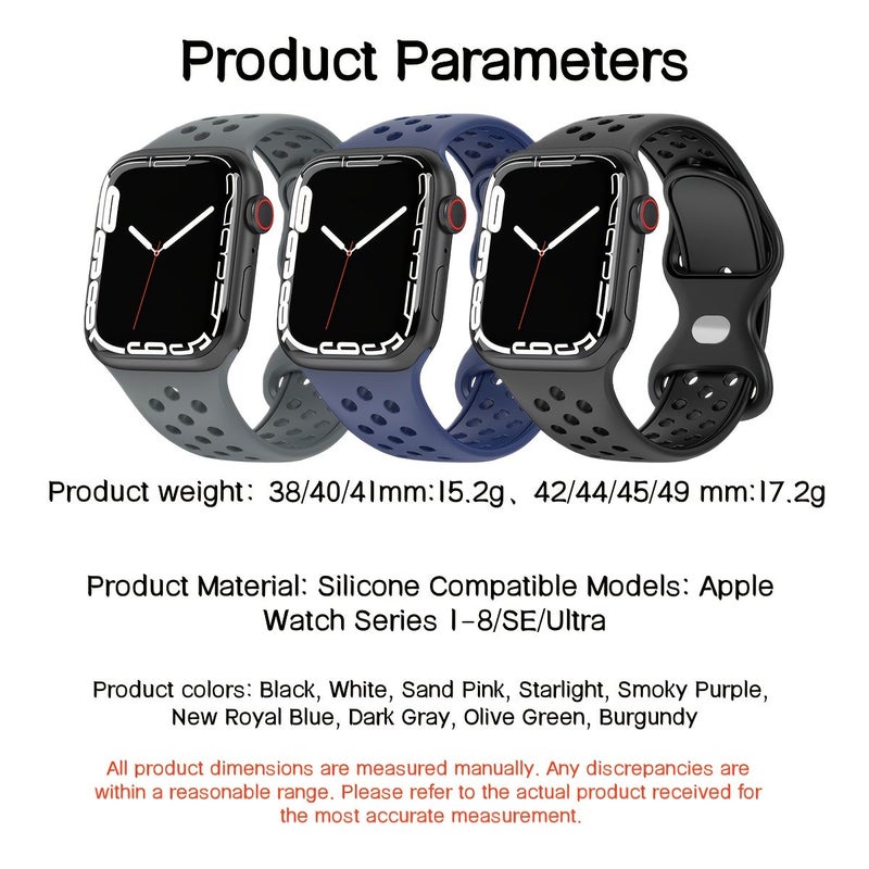 Sapphire Blue Silicone Apple Watch Band S8 7 6 5 SE 38mm 40mm 41mm - Image 2