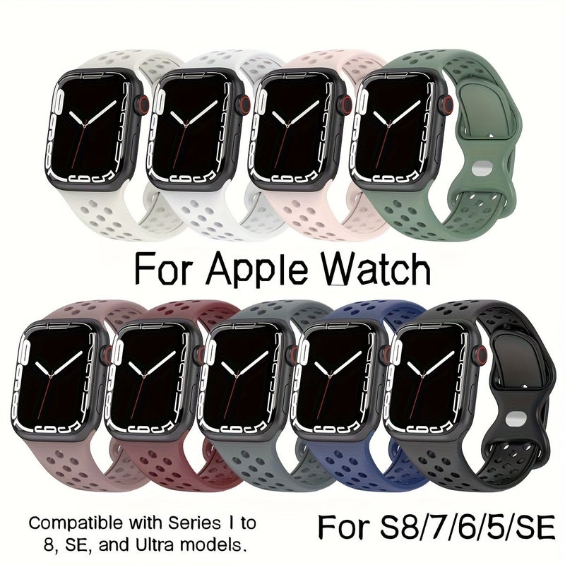 Sapphire Blue Silicone Apple Watch Band S8 7 6 5 SE 38mm 40mm 41mm - Image 1