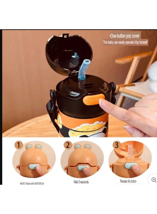 Twisoo Stainless Steel Kids Puzzle Swirl Water Bottle with Straw & Strap Double Wall Vacuum Insulated Educational, Fun and Learning Water Bottle for Kids, Girls and Boys Leak Proof 430ml (Blue) - Image 5