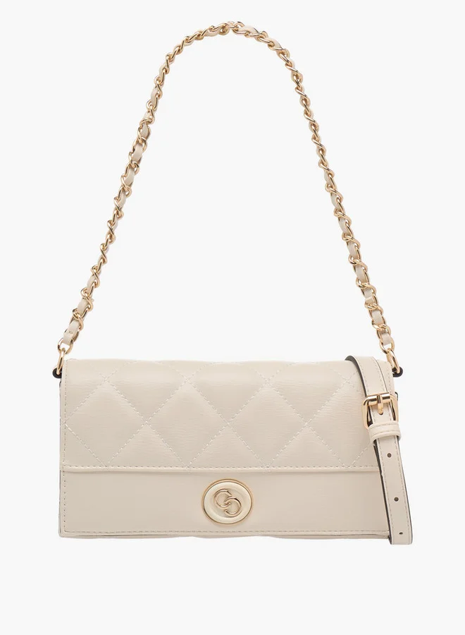 Celeste Women's Quilted Crossbody Bag with Flap Closure and Chain Strap