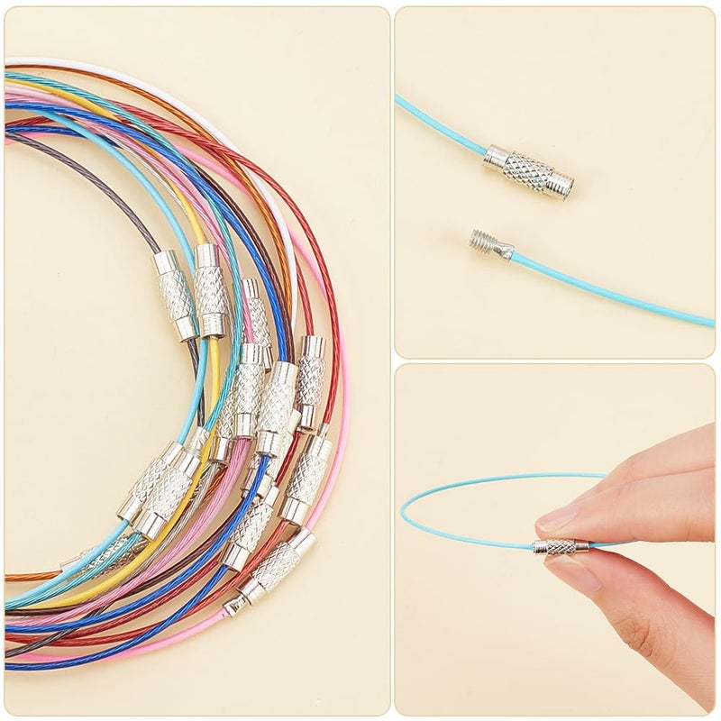 PH PandaHall 45 pcs 15 Colors 8 7/8 Inch Memory Wire Bracelet, Steel Wire Cord Bracelet with Screw Clasp Necklace Choker for Bangle Bracelet Jewelry DIY Craft Making - Image 4