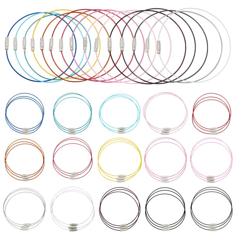 PH PandaHall 45 pcs 15 Colors 8 7/8 Inch Memory Wire Bracelet, Steel Wire Cord Bracelet with Screw Clasp Necklace Choker for Bangle Bracelet Jewelry DIY Craft Making - Image 1