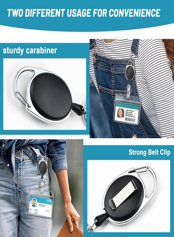 koorito 2 Pack ID Badge Holder with Retractable Badge Reel Clear Horizontal ID Card Holder with Heavy Duty Carabiner Badge Reel with 24 Inches Pull Cord - Image 4