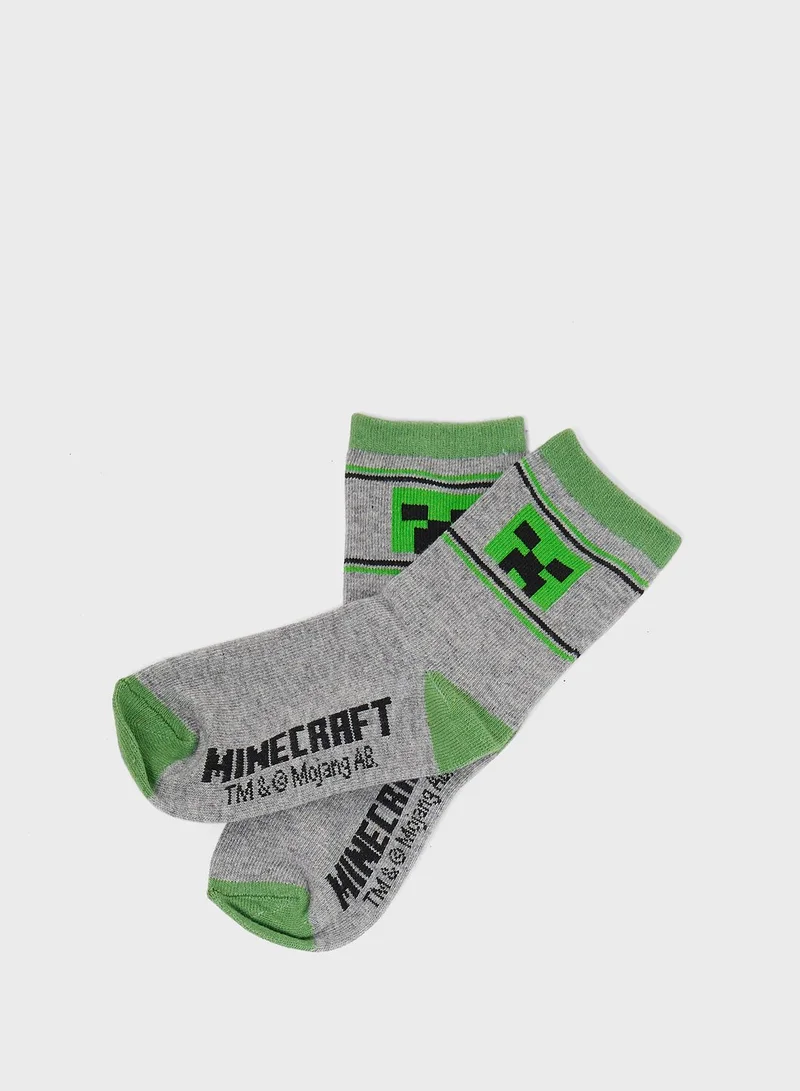 MINECRAFT Minecraft Pack Of 6 Printed Sockes