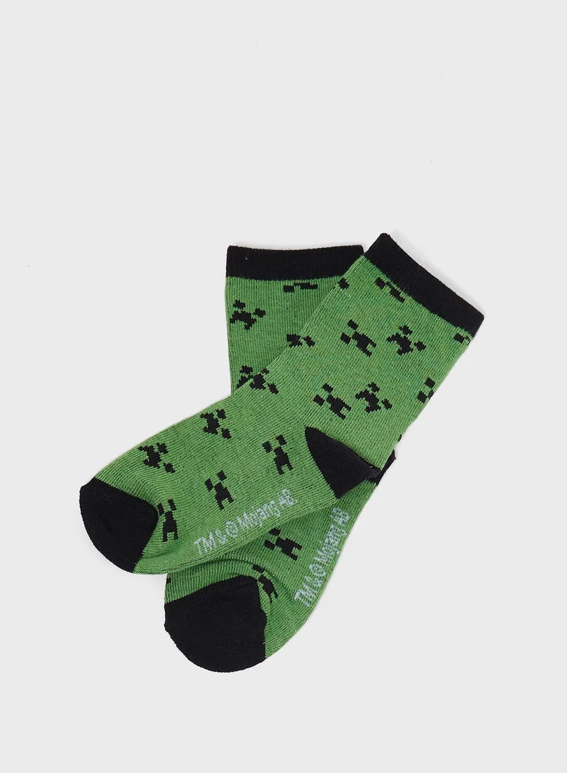 MINECRAFT Minecraft Pack Of 6 Printed Sockes
