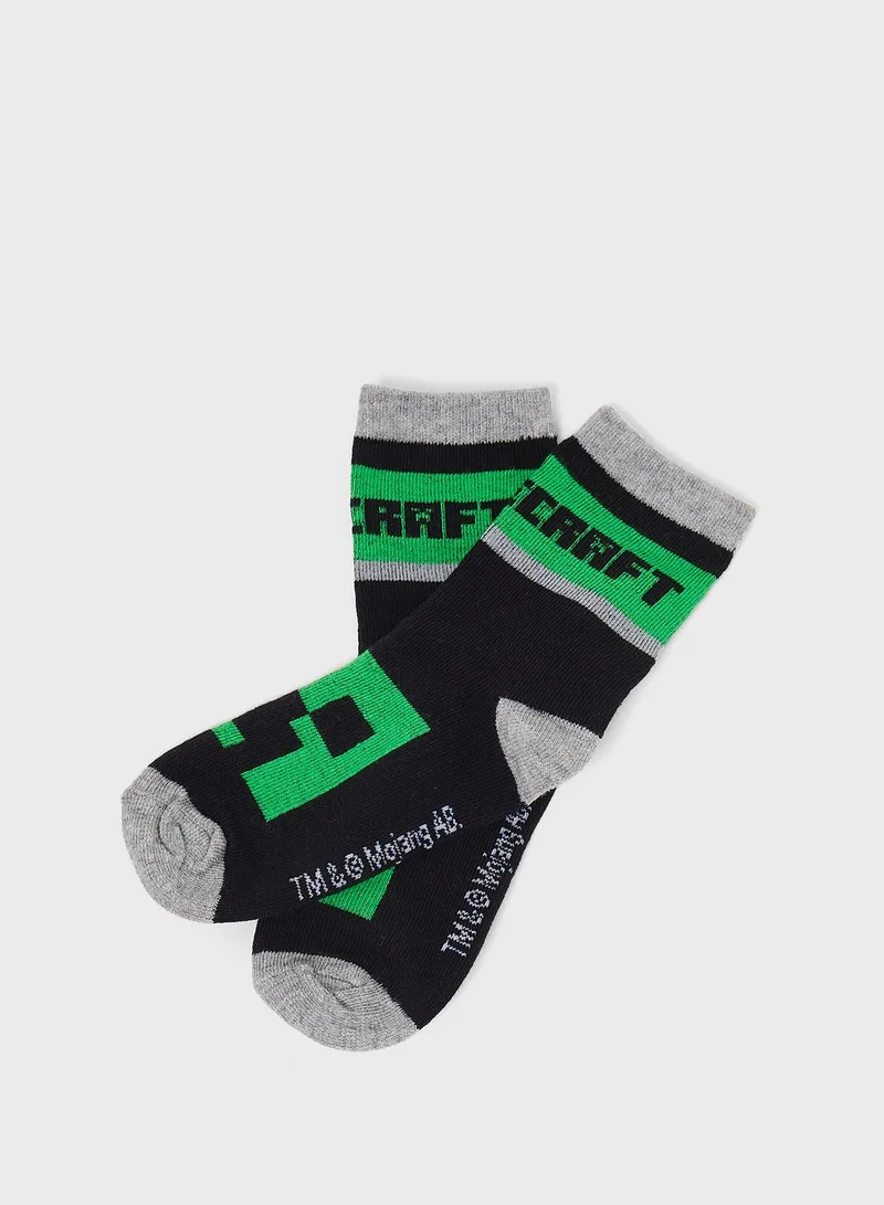 MINECRAFT Minecraft Pack Of 6 Printed Sockes