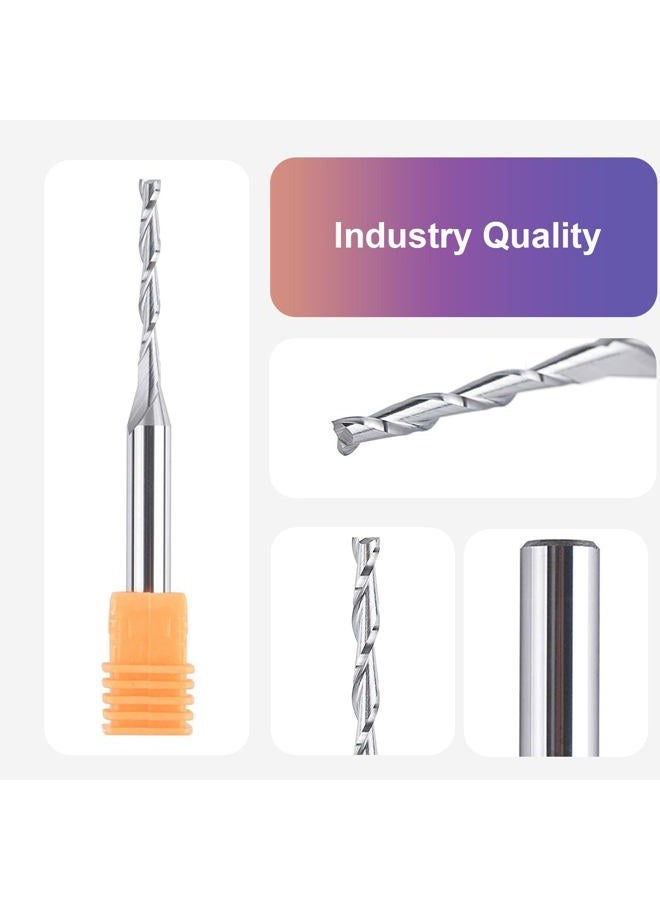 SpeTool Extra Long CNC Spiral Router Bits with Up Cut 1/8 inch Cutting Diameter, 1/4 inch Shank 3 inch Extra Long HRC55 Solid Carbide End Mill for Wood Cut, Carving - Image 3