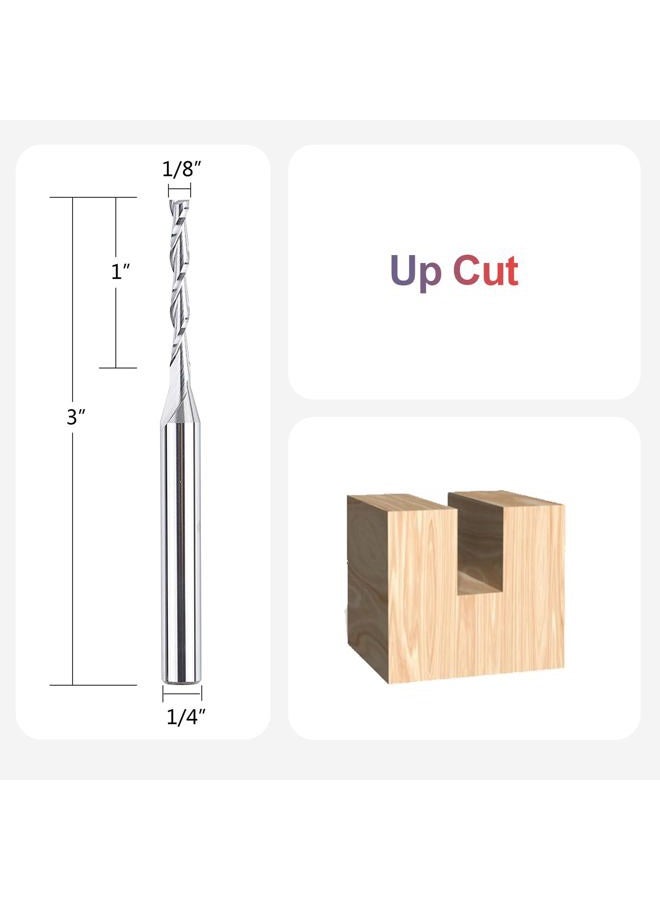 SpeTool Extra Long CNC Spiral Router Bits with Up Cut 1/8 inch Cutting Diameter, 1/4 inch Shank 3 inch Extra Long HRC55 Solid Carbide End Mill for Wood Cut, Carving - Image 2