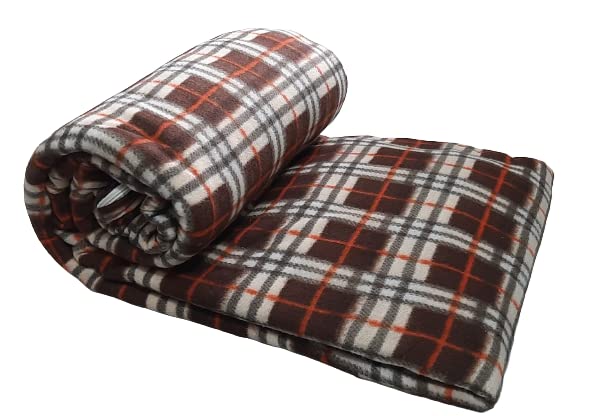 MAMRAJ ||Fleece|| Checkered Quilt Cover/Duvet Cover/Rajai Cover/Blanket Cover for Winters (60x90, Brown) - Image 3