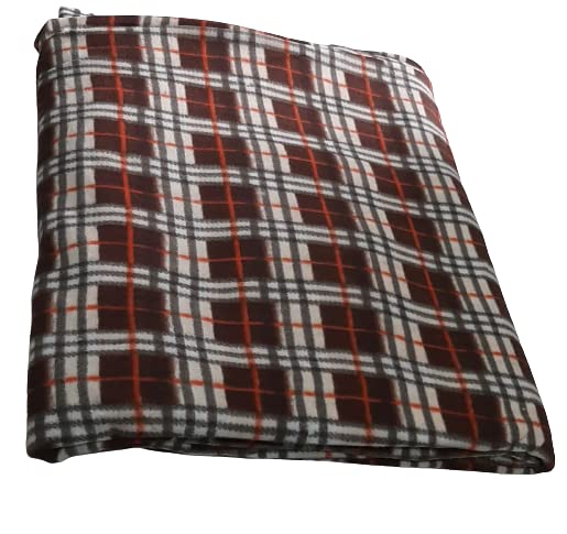 MAMRAJ ||Fleece|| Checkered Quilt Cover/Duvet Cover/Rajai Cover/Blanket Cover for Winters (60x90, Brown) - Image 2