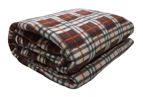 MAMRAJ ||Fleece|| Checkered Quilt Cover/Duvet Cover/Rajai Cover/Blanket Cover for Winters (60x90, Brown) - Image 5