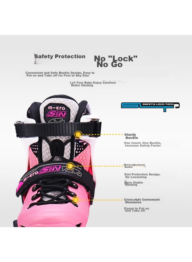 Micro Ice Skates For Children, Boys And Girls, Micro Straight Hard Shell Roller Skates For Primary And Secondary School Students, S7n Pink Package S - Image 2