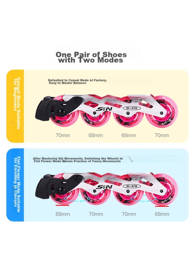 Micro Ice Skates For Children, Boys And Girls, Micro Straight Hard Shell Roller Skates For Primary And Secondary School Students, S7n Pink Package S - Image 4