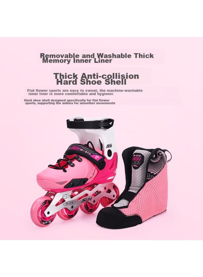 Micro Ice Skates For Children, Boys And Girls, Micro Straight Hard Shell Roller Skates For Primary And Secondary School Students, S7n Pink Package S - Image 5