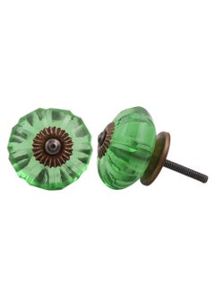Indian-Shelf IndianShelf 8 Packs Glass Green Marigold Flower Drawer Knobs for Kitchen Cabinet Knobs Door Pulls Decorative Dresser Premium Room Dcor 