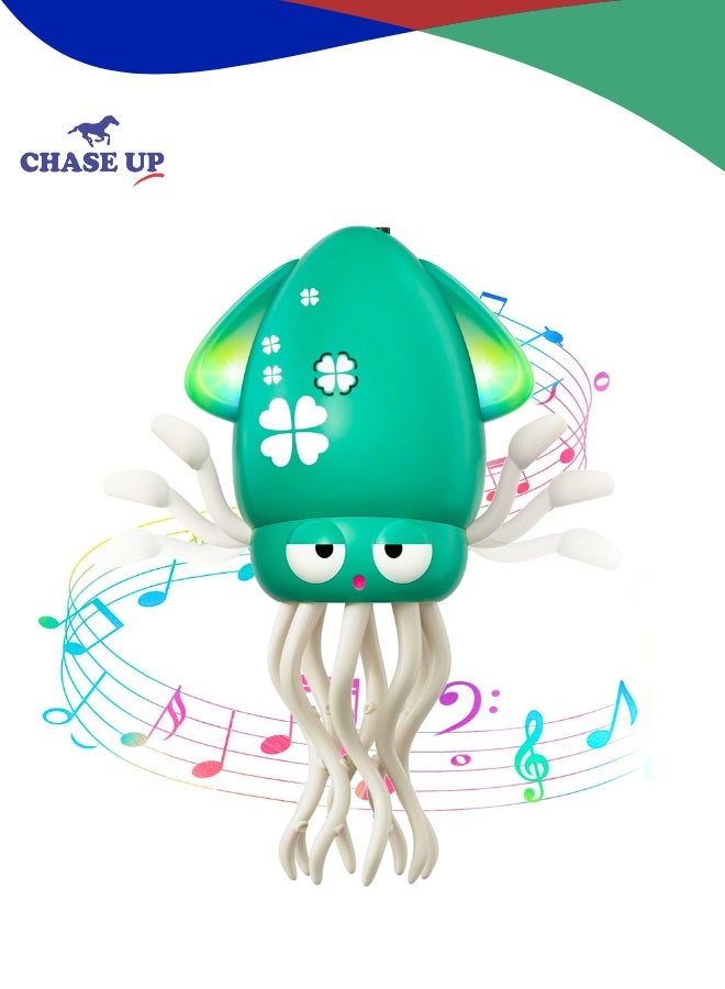 Chase Up Dancing Squid Baby Toy, Electric Crawling Octopus Tummy Time Toy, Rechargeable Magic Dancing Music Squid Baby Toys for 3 4 5 6 Year Old Kids Boy Girl Birthday Gifts Christmas Stocking Stuffers (Green) - Image 1