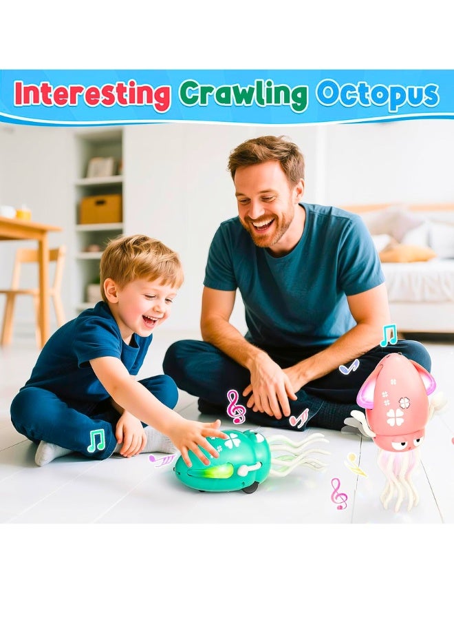 Chase Up Dancing Squid Baby Toy, Electric Crawling Octopus Tummy Time Toy, Rechargeable Magic Dancing Music Squid Baby Toys for 3 4 5 6 Year Old Kids Boy Girl Birthday Gifts Christmas Stocking Stuffers (Green) - Image 3