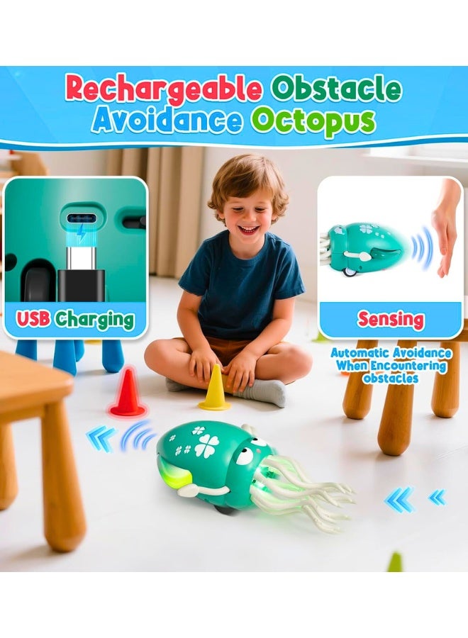 Chase Up Dancing Squid Baby Toy, Electric Crawling Octopus Tummy Time Toy, Rechargeable Magic Dancing Music Squid Baby Toys for 3 4 5 6 Year Old Kids Boy Girl Birthday Gifts Christmas Stocking Stuffers (Green) - Image 4