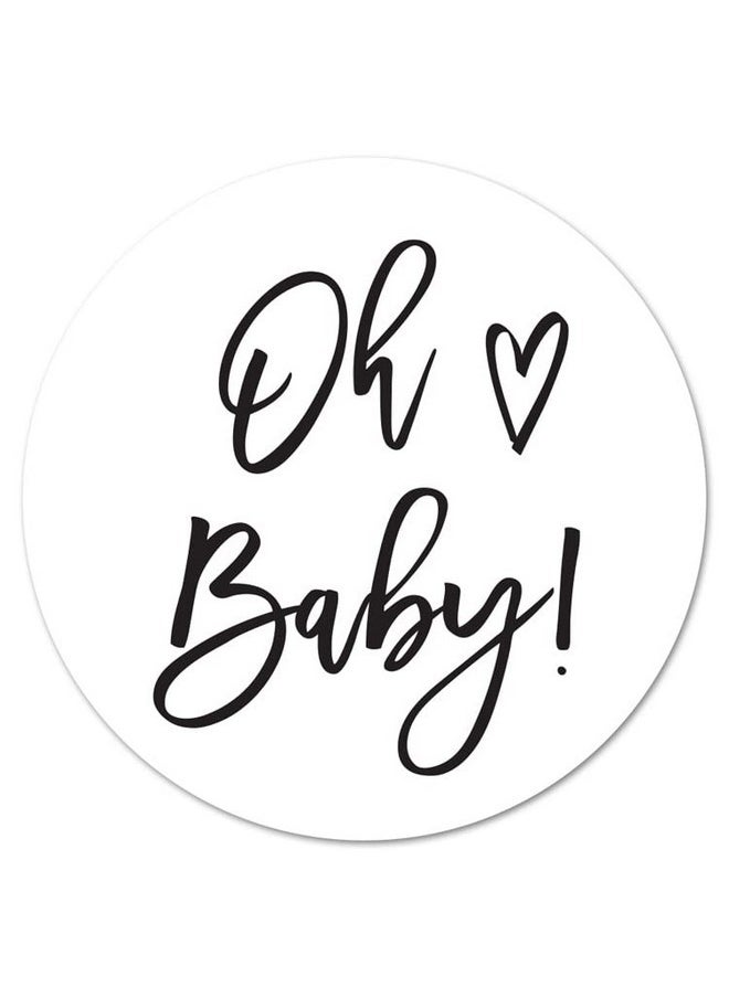 InvitationHouse - 1.5" Round Oh Baby Stickers Set Of 60 (Black) - Image 1