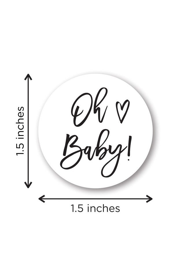 InvitationHouse - 1.5" Round Oh Baby Stickers Set Of 60 (Black) - Image 1
