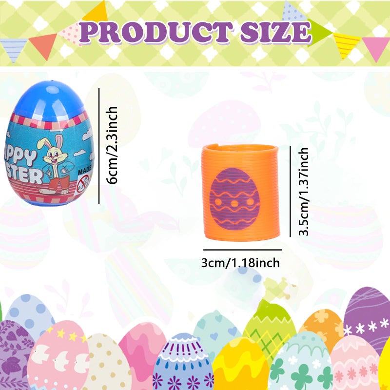 VOMAOK 24 Pack Prefilled Easter Eggs with Coil Springs,Filled Easter Egg Toys for Kids, Easter Basket Stuffers, Party Favors, Easter Hunt - Image 2