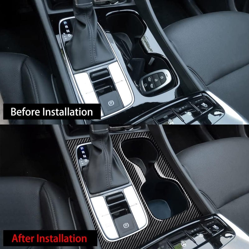 YOFAMO ABS Carbon Fiber Gear Shift Box Panel Trim and Cup Holder Cover for Hyundai Tucson 2022-2023 - Image 4