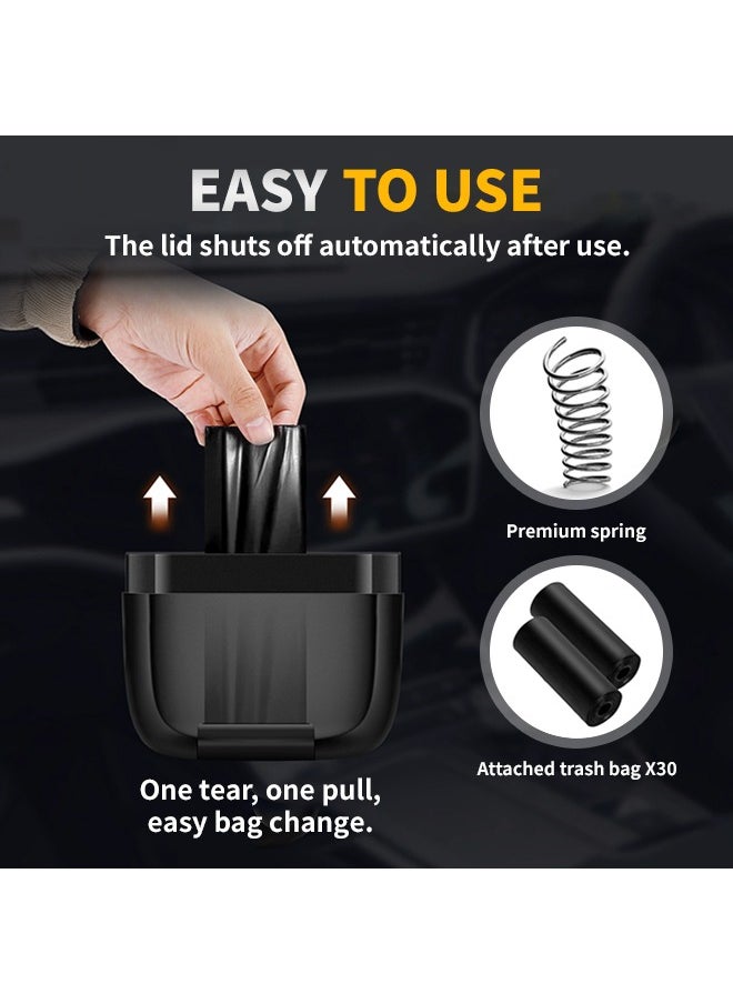 HOTOR Car Trash Can, Car Trash Cup with 30 Additional Car Trash Bags for Exclusive Using, Multipurpose Trash Can for Car, Office  Home to Meet Various Needs