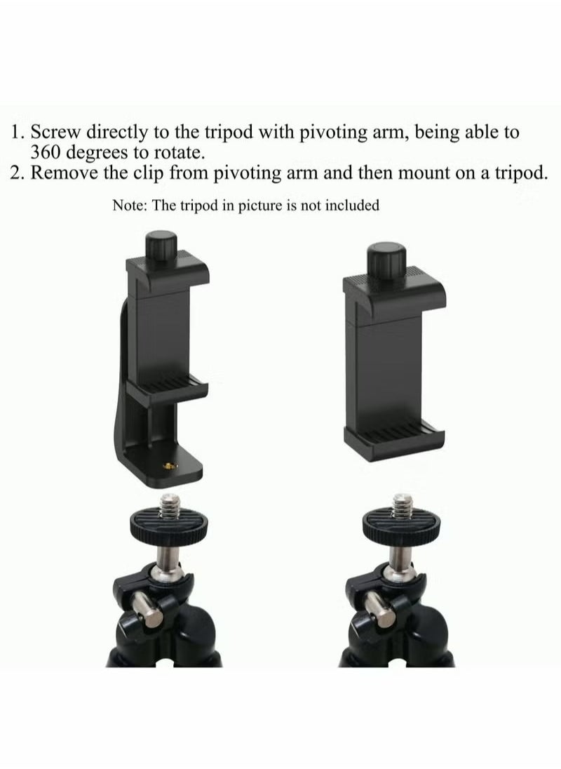 Generic - Smartphone Tripod Adapter Cell Phone Holder Mount Adapter, Fits iPhone, Samsung, and all Phones, Rotates Vertical and Horizontal, Adjustable Clamp - Image 1