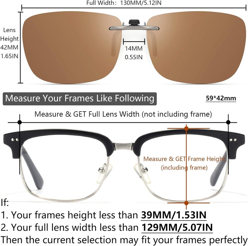 CAXMAN Polarized Clip On Sunglasses Over Prescription Glasses Men Women Compact Fit Non-Flip Up - Image 4