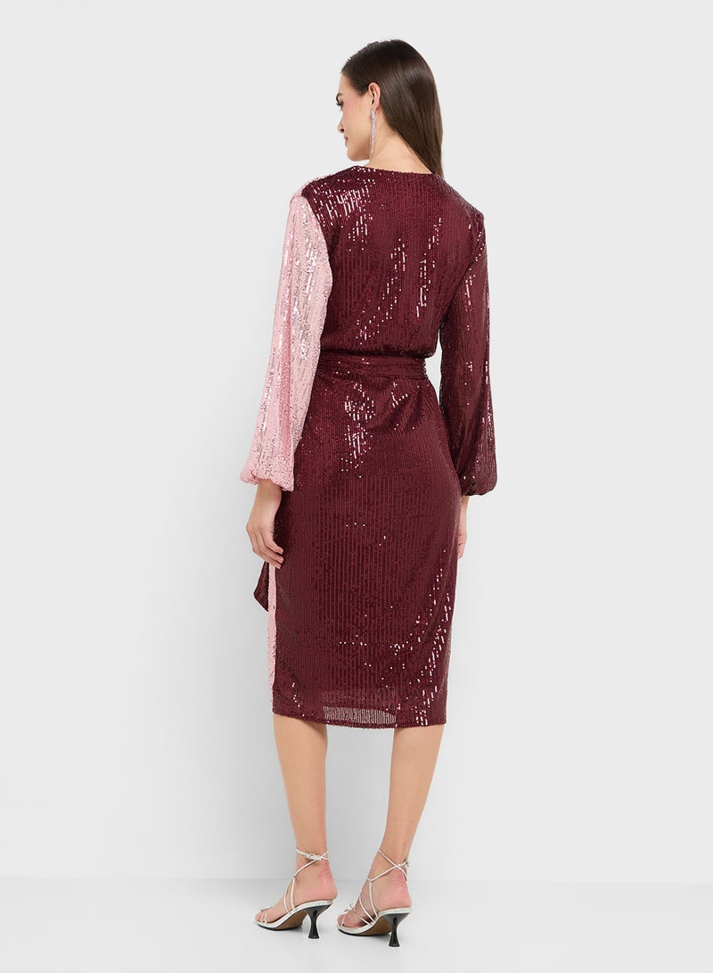 Style Cheat Sequin Colorblock Dress - Image 2