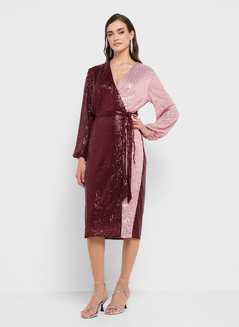 Style Cheat Sequin Colorblock Dress - Image 1