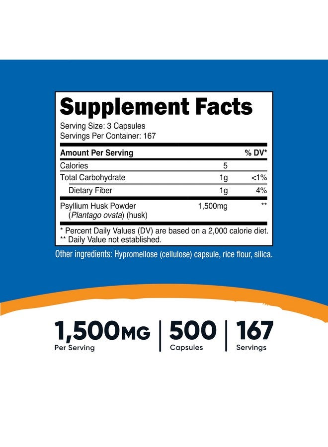 نيوتريكوست قشر سيلليوم 1500 مجم لكل وجبة، 500 كبسولة - خالية من الكائنات المعدلة وراثيًا وخالية من الجلوتين - Image 2