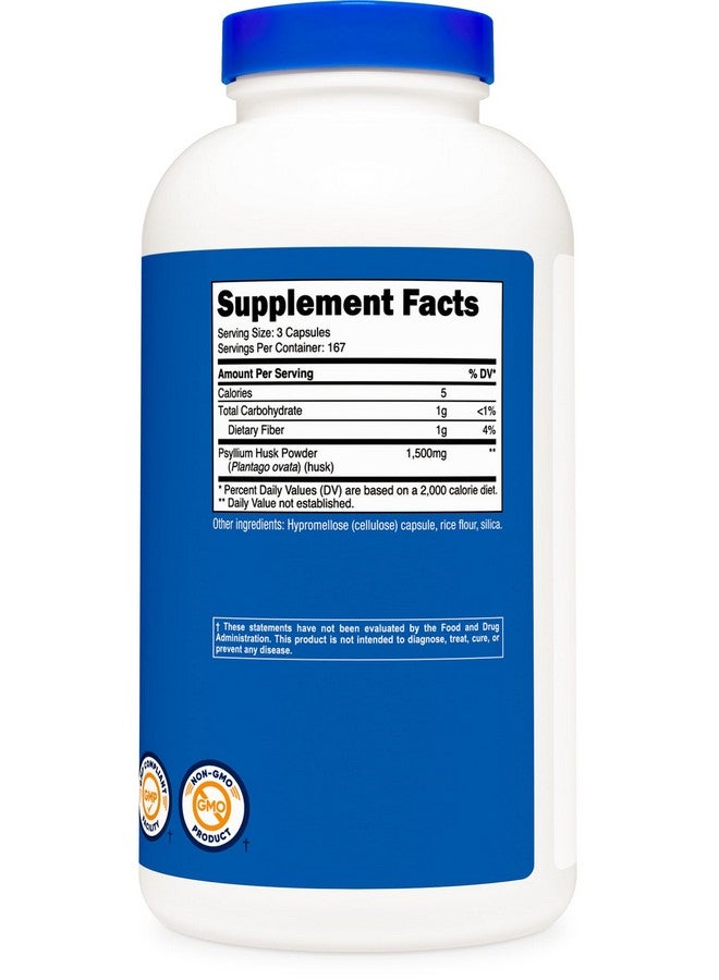 نيوتريكوست قشر سيلليوم 1500 مجم لكل وجبة، 500 كبسولة - خالية من الكائنات المعدلة وراثيًا وخالية من الجلوتين - Image 5