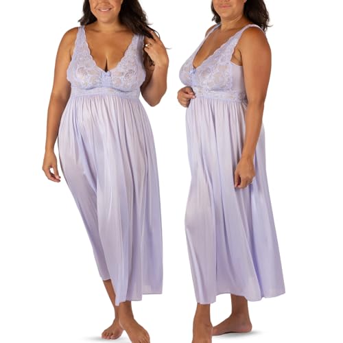 Shadowline ilhouette Long Gown with Soft Stretch Lace Bodice, (31737) Peri Frost, 3X - Image 4